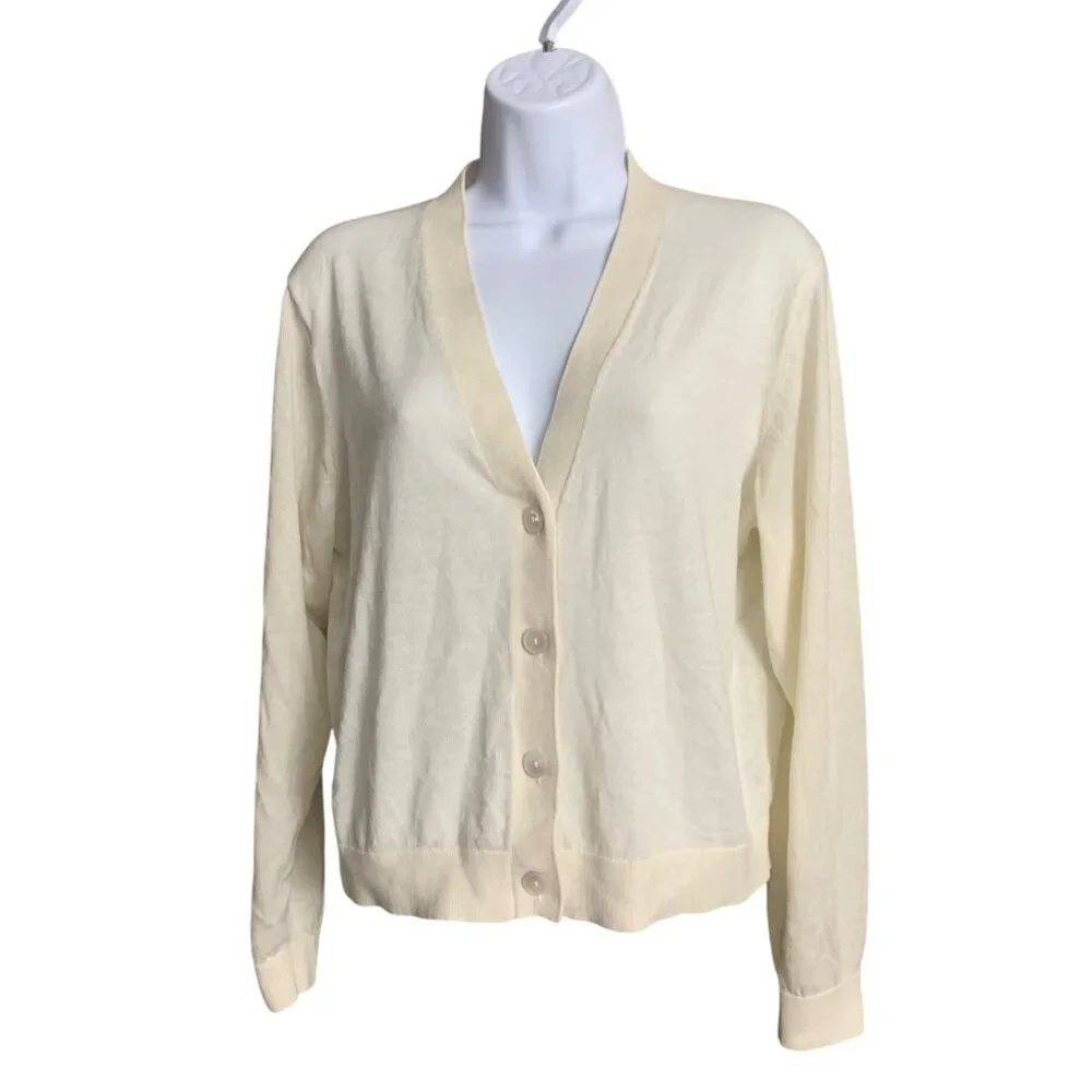 A New Day Womens Cream Button-Front Casual Cardigan Sweater Lightweight Small - Picture 7 of 12